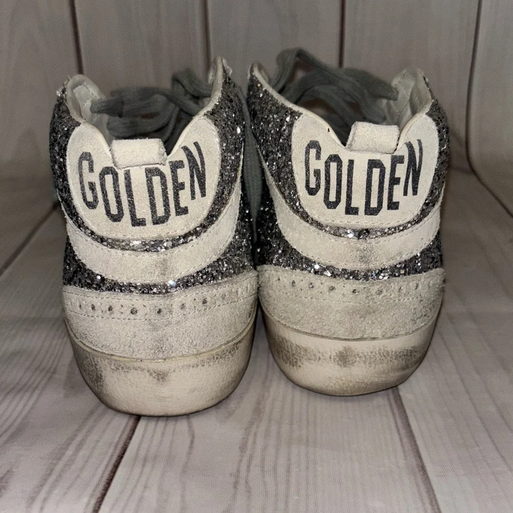 Golden goose women’s mid stars silver grey glitter 39 eu 9 tennis shoe sneaker - Picture 7 of 15